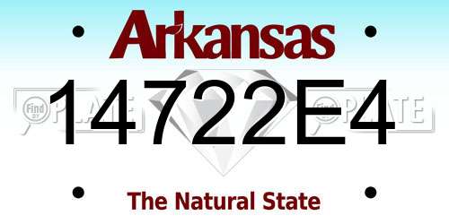 14722E4 Arkansas License Plate