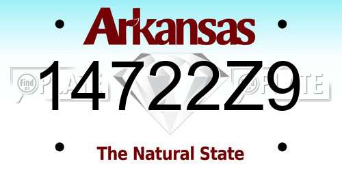 14722Z9 Arkansas License Plate