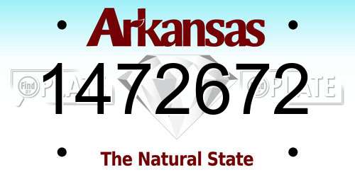 1472672 Arkansas License Plate