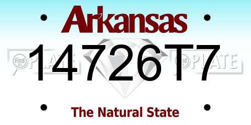 14726T7 Arkansas License Plate