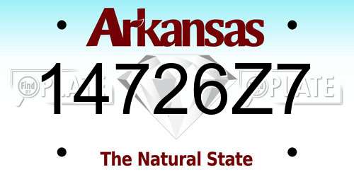 14726Z7 Arkansas License Plate