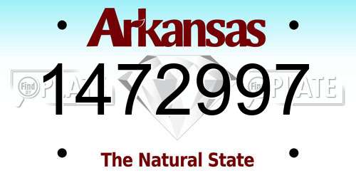 1472997 Arkansas License Plate