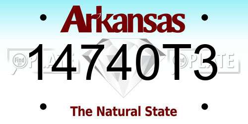 14740T3 Arkansas License Plate