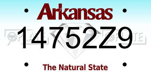 14752Z9 Arkansas License Plate