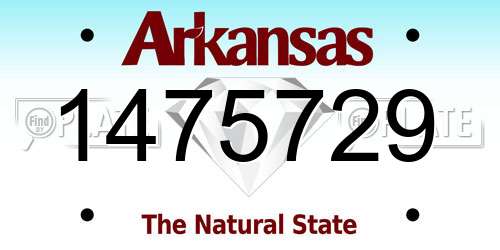 1475729 Arkansas License Plate