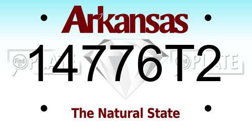 14776T2 Arkansas License Plate