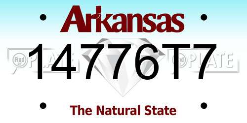 14776T7 Arkansas License Plate