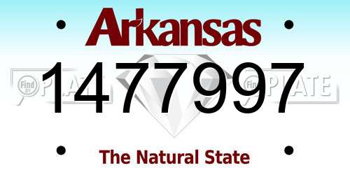 1477997 Arkansas License Plate