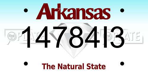 14784I3 Arkansas License Plate