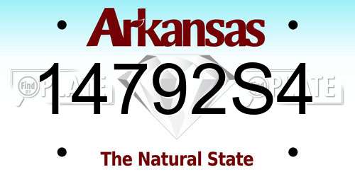 14792S4 Arkansas License Plate