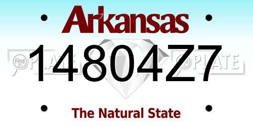 14804Z7 Arkansas License Plate