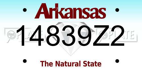 14839Z2 Arkansas License Plate