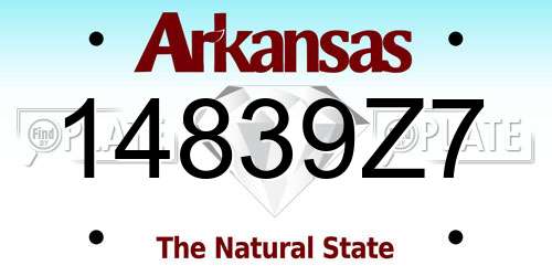 14839Z7 Arkansas License Plate