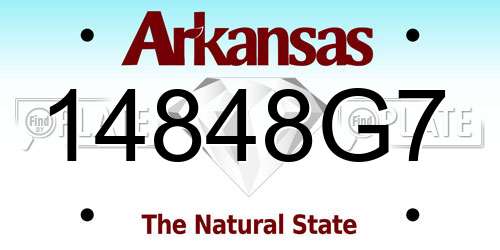 14848G7 Arkansas License Plate