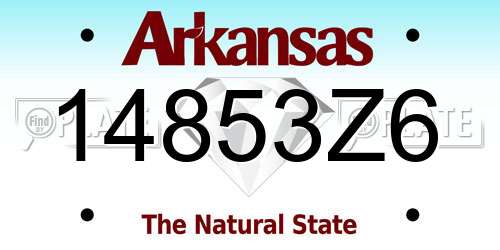 14853Z6 Arkansas License Plate