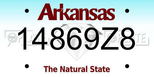 14869Z8 Arkansas License Plate