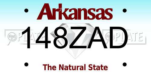 148ZAD Arkansas License Plate