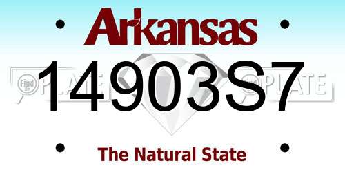 14903S7 Arkansas License Plate
