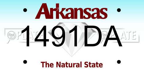1491DA Arkansas License Plate