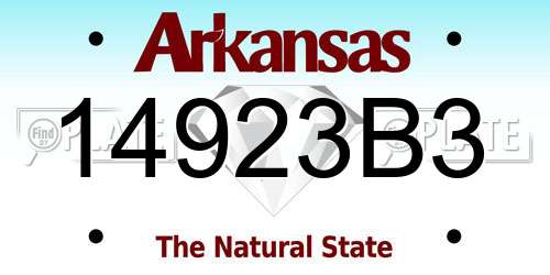 14923B3 Arkansas License Plate