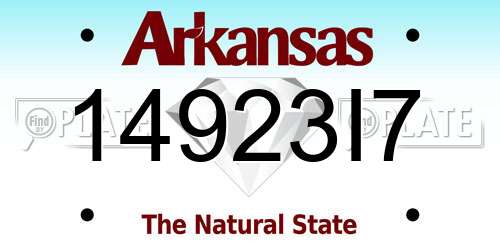 14923I7 Arkansas License Plate