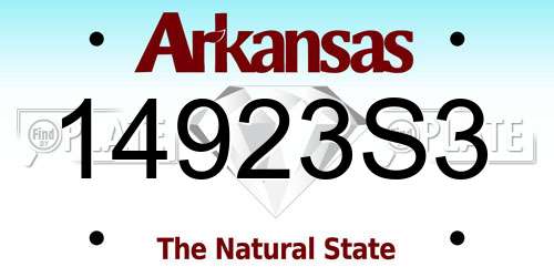 14923S3 Arkansas License Plate