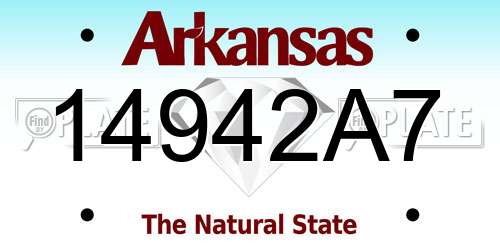 14942A7 Arkansas License Plate