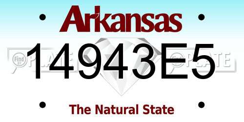 14943E5 Arkansas License Plate