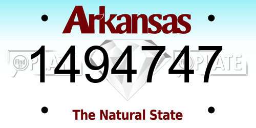 1494747 Arkansas License Plate