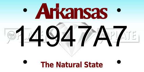 14947A7 Arkansas License Plate