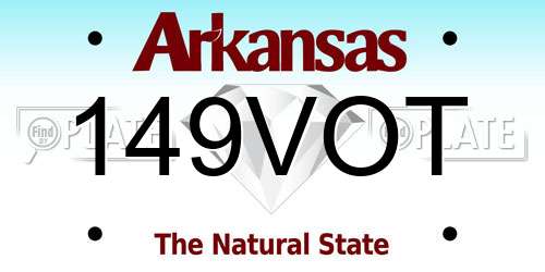 149VOT Arkansas License Plate