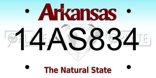 14AS834 Arkansas License Plate