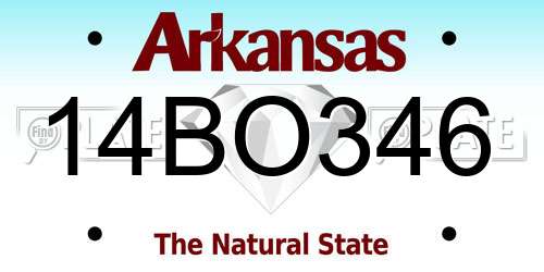 14BO346 Arkansas License Plate