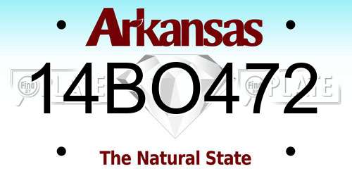 14BO472 Arkansas License Plate