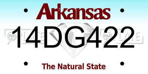 14DG422 Arkansas License Plate