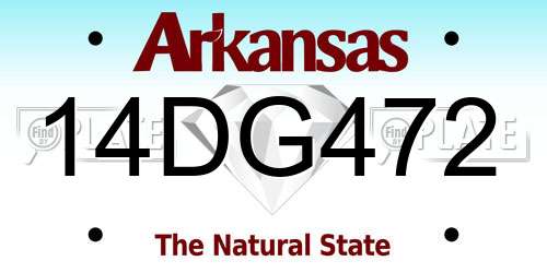 14DG472 Arkansas License Plate