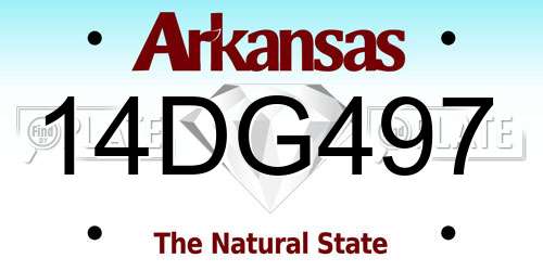14DG497 Arkansas License Plate