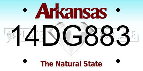 14DG883 Arkansas License Plate