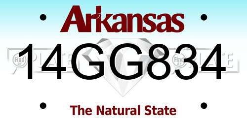 14GG834 Arkansas License Plate