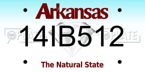 14IB512 Arkansas License Plate