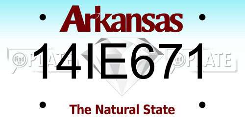 14IE671 Arkansas License Plate