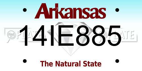 14IE885 Arkansas License Plate