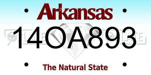 14OA893 Arkansas License Plate