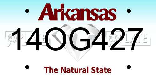 14OG427 Arkansas License Plate