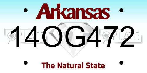14OG472 Arkansas License Plate