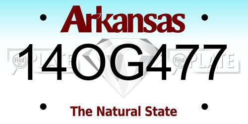 14OG477 Arkansas License Plate