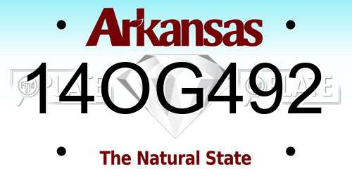 14OG492 Arkansas License Plate