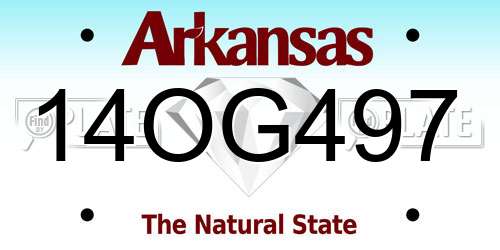 14OG497 Arkansas License Plate