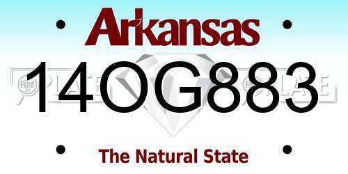 14OG883 Arkansas License Plate