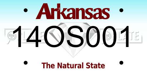 14OS001 Arkansas License Plate